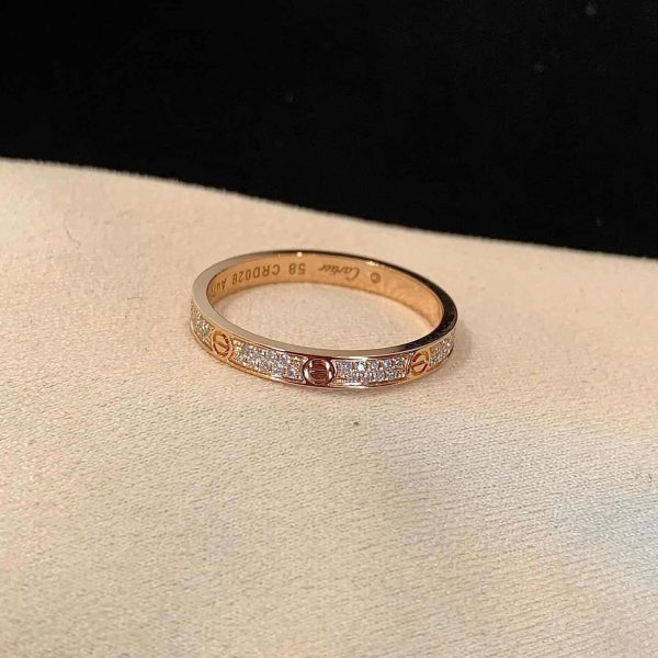 Cartier Rose Gold Love Ring Pave Diamond 2.6mm B4218152