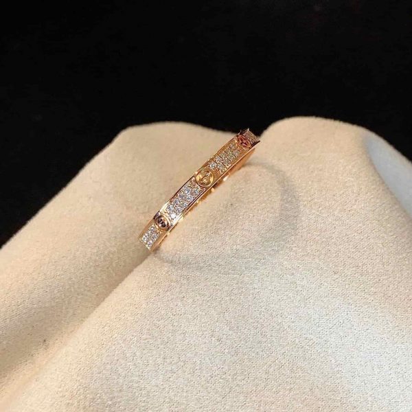 Cartier Rose Gold Love Ring Pave Diamond 2.6mm B4218152