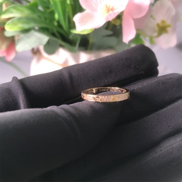 Cartier Rose Gold Love Ring Pave Diamond Small