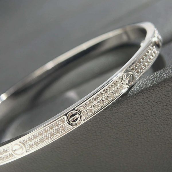 Cartier Thin Love Bracelet Pave Diamonds White Gold N6710817