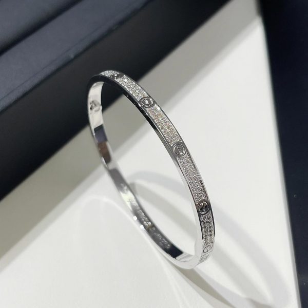 Cartier Thin Love Bracelet Pave Diamonds White Gold N6710817