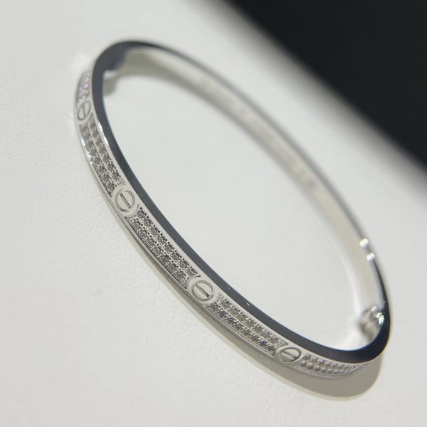 Cartier Thin Love Bracelet Pave Diamonds White Gold N6710817