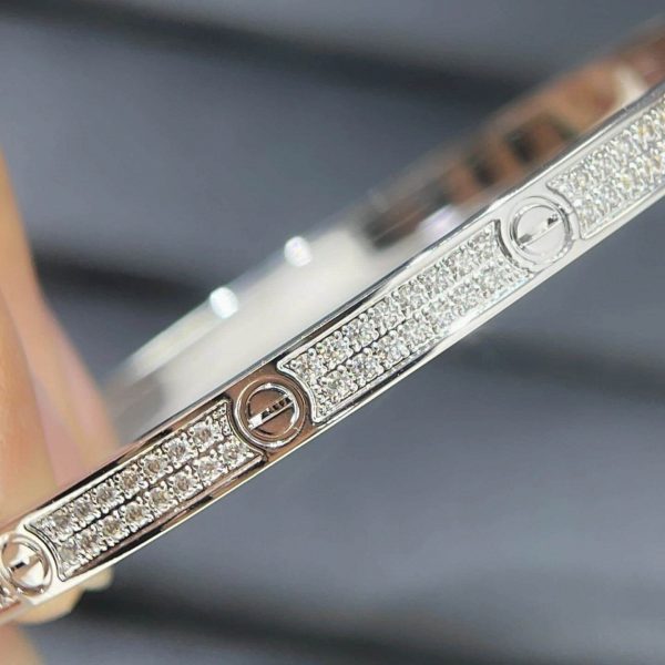 Cartier Thin Love Bracelet Pave Diamonds White Gold N6710817