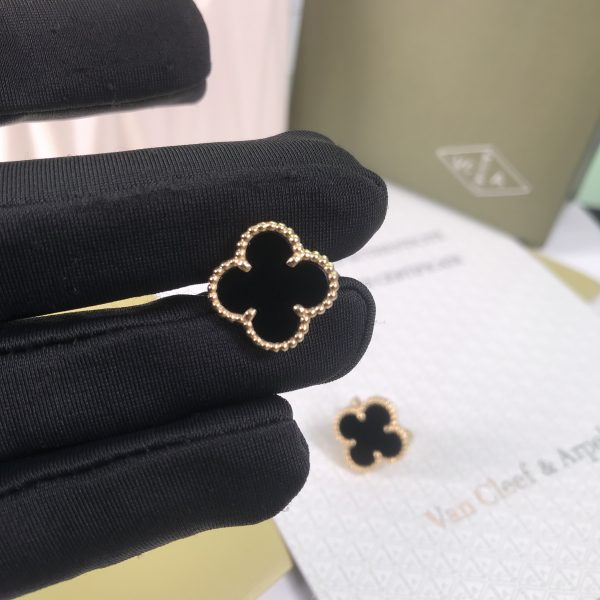 VAN CLEEF & ARPEL VINTAGE ALHAMBRA EARRINGS ONYX