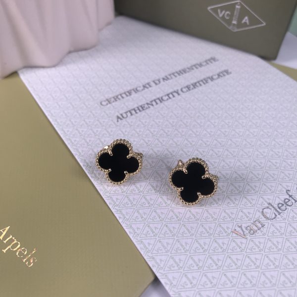 VAN CLEEF & ARPEL VINTAGE ALHAMBRA EARRINGS ONYX