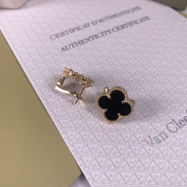 VAN CLEEF & ARPEL VINTAGE ALHAMBRA EARRINGS ONYX