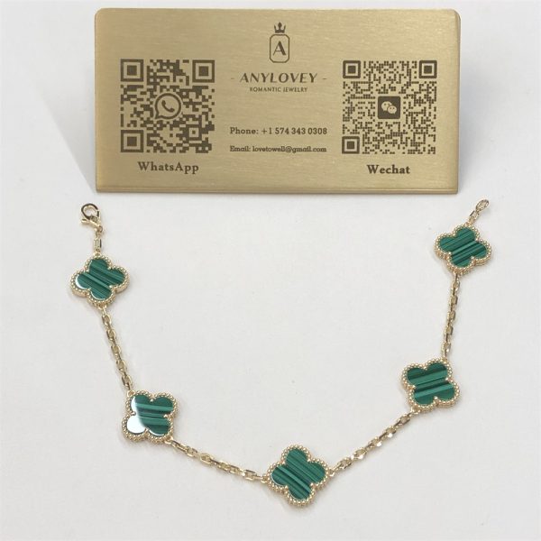 Van Cleef & Arpels Vintage Alhambra Bracelet 5 Motifs Malachite VCARL80900