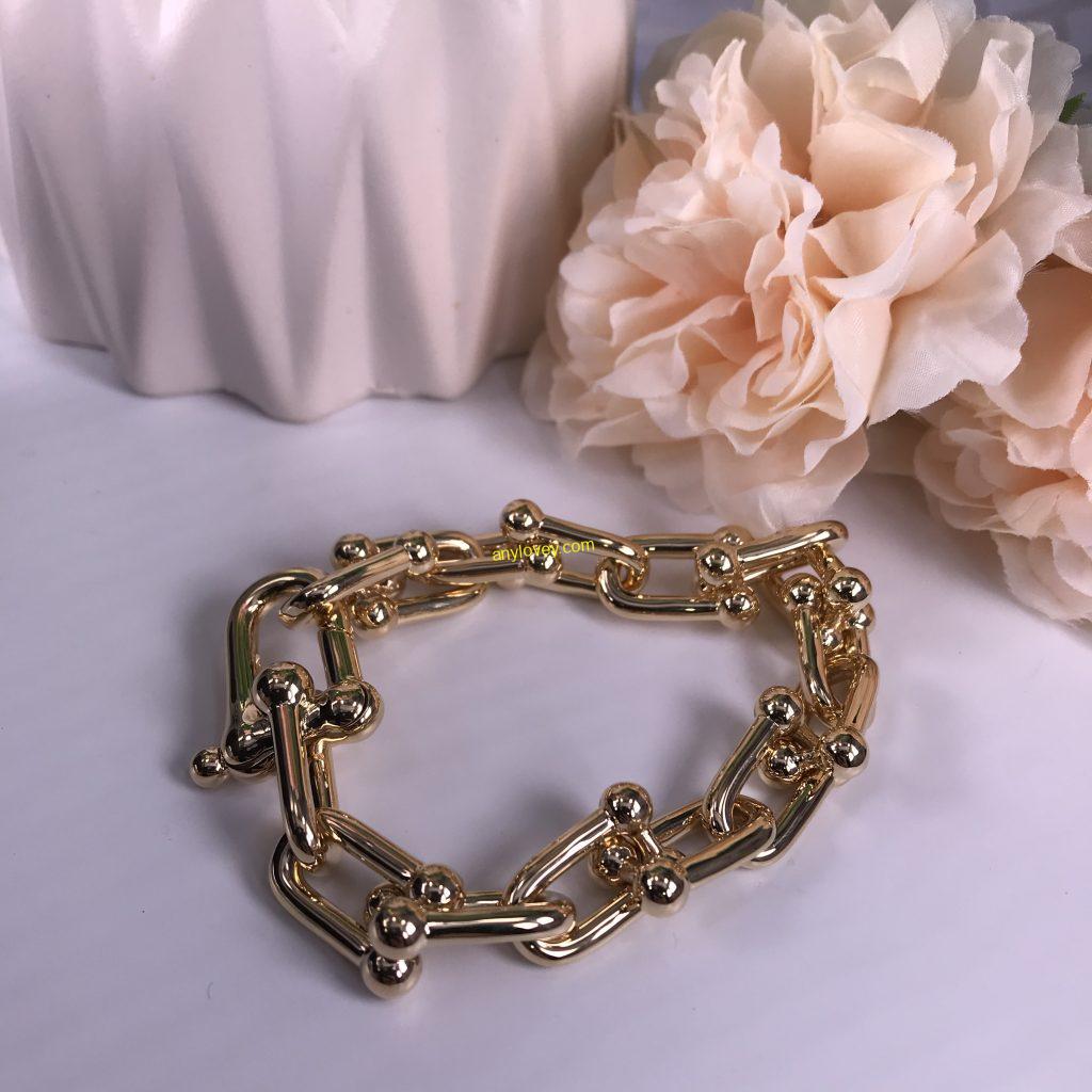 TIFFANY & CO 18CT YELLOW GOLD HARDWARE LINK BRACELET