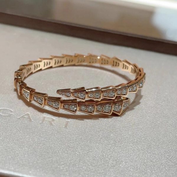 Bvlgari Serpenti Viper Pave Diamond Bracelet 18K Rose Gold