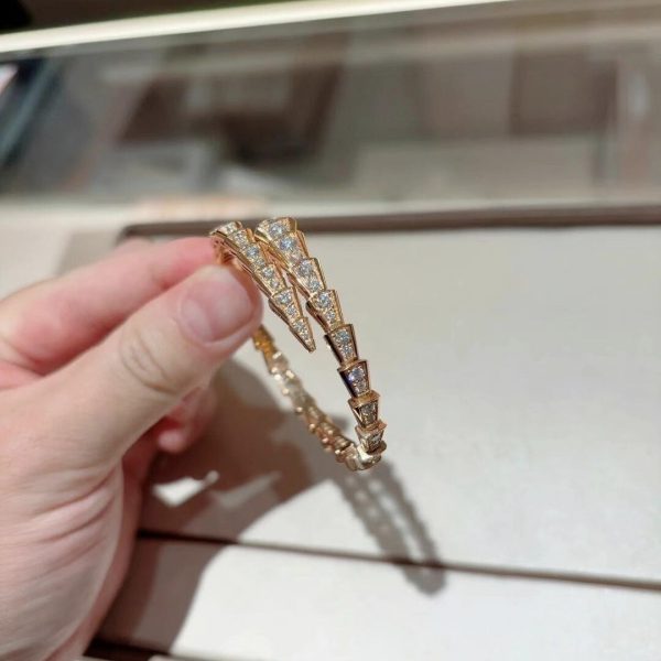 Bvlgari Serpenti Viper Pave Diamond Bracelet 18K Rose Gold