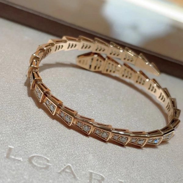 Bvlgari Serpenti Viper Pave Diamond Bracelet 18K Rose Gold