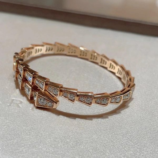 Bvlgari Serpenti Viper Pave Diamond Bracelet 18K Rose Gold