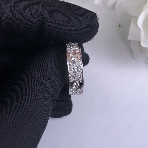 CARTIER 18CT WHITE GOLD DIAMOND LOVE WEDDING BAND 6.5MM