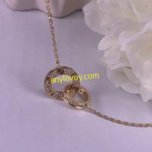 CARTIER 18CT YELLOW GOLD LOVE LINK NECKLACE FULL DIAMOND