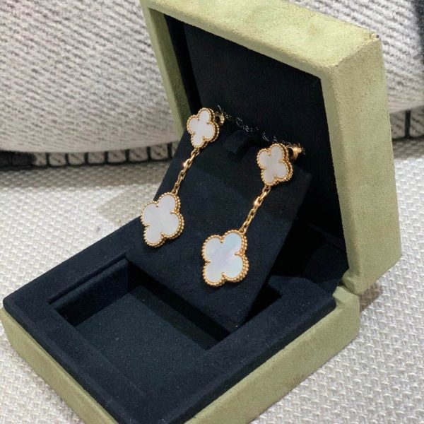 Van Cleef & Arpels 18K Yellow Gold Magic Alhambra Earrings 2 motifs VCARD78800