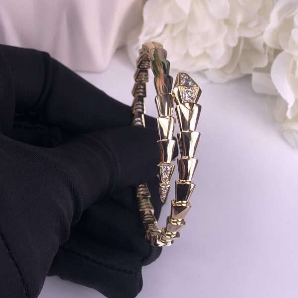 BVLGARI 18CT ROSE GOLD SERPENTI VIPER BRACELET TIP DIAMOND