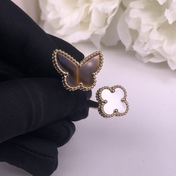 VAN CLEEF & ARPEL LUCKY ALHAMBRA BETWEEN THE FINGER RING BUTTERFLY