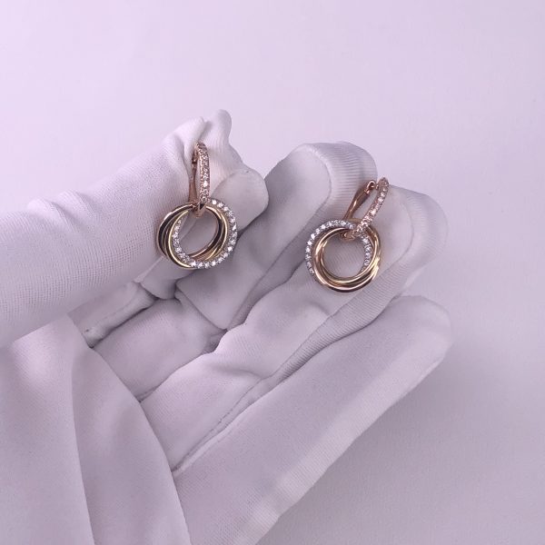 CARTIER 18CT GOLD TRINITY TRINITY EARRINGS ONE CIRCLE DIAMONDS