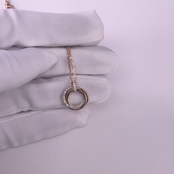 CARTIER 18CT GOLD TRINITY TRINITY NECKLACE ONE CIRCLE DIAMONDS