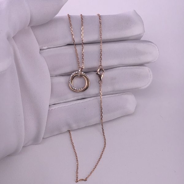 CARTIER 18CT GOLD TRINITY TRINITY NECKLACE ONE CIRCLE DIAMONDS