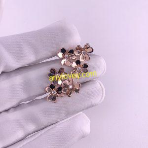 VCA 18CT ROSE GOLD FRIVOLE EARSTUDS 3 FLOWERS