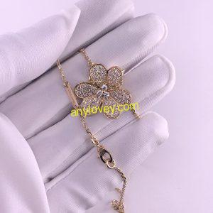 VCA 18CT YELLOW GOLD FRIVOLE PENDANT NECKLACE DIAMONDS LARGE MODEL