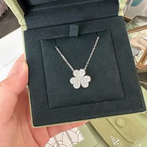 Van Cleef & Arpels 18K White Gold Frivole Necklace Diamonds Large Model VCARPGJP00