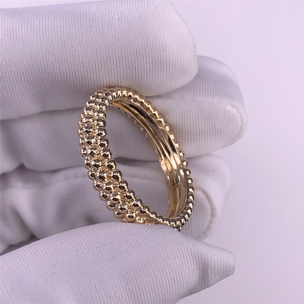 Perlée diamonds ring, 3 rows 18K rose gold, Diamond - Van Cleef & Arpels