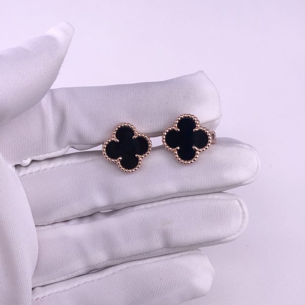 Van Cleef & Arpels Vintage Alhambra Earrings Onyx