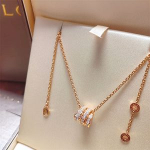 18K Rose Gold Bvlgari Serpenti Viper Necklace Pave Diamonds 357795