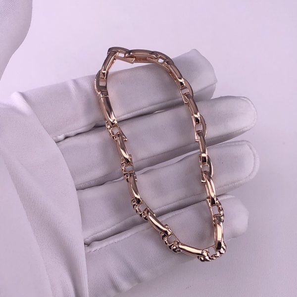 David Yurman 18kt Rose Gold Stax Chain Link Bracelet Half Diamonds 7mm