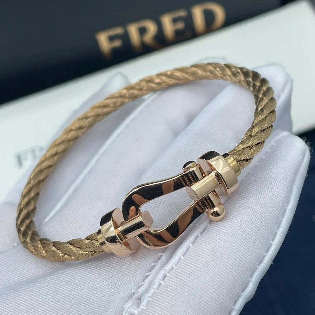 Fred force bracelet 10 GM SHACKLE IN WHITE GOLD 18K CABLE BLUE