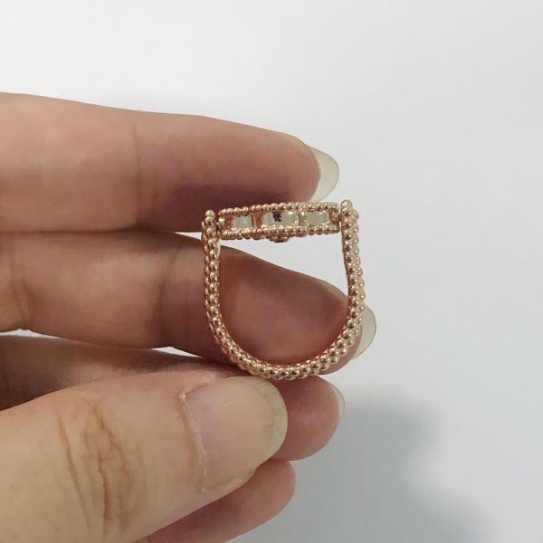 VCA 18k Rose Gold Vintage Alhambra Reversible Guilloche Ring