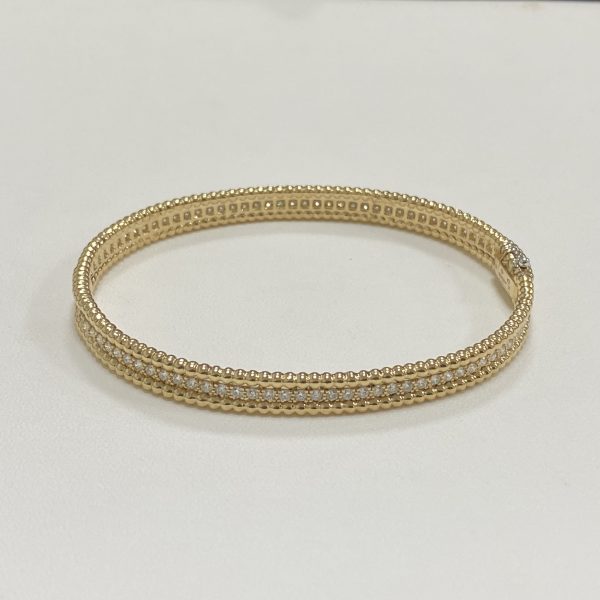 Van Cleef & Arpels18ct Yellow Gold Perlée Diamond Bracelet 1 Row Midium Model