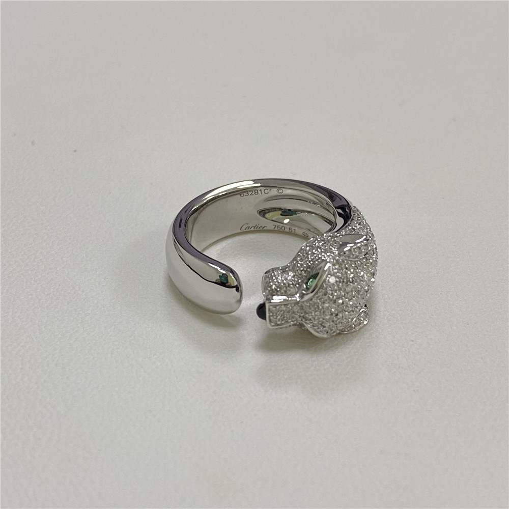 Panthere De Cartier Ring Pave Diamonds White Gold