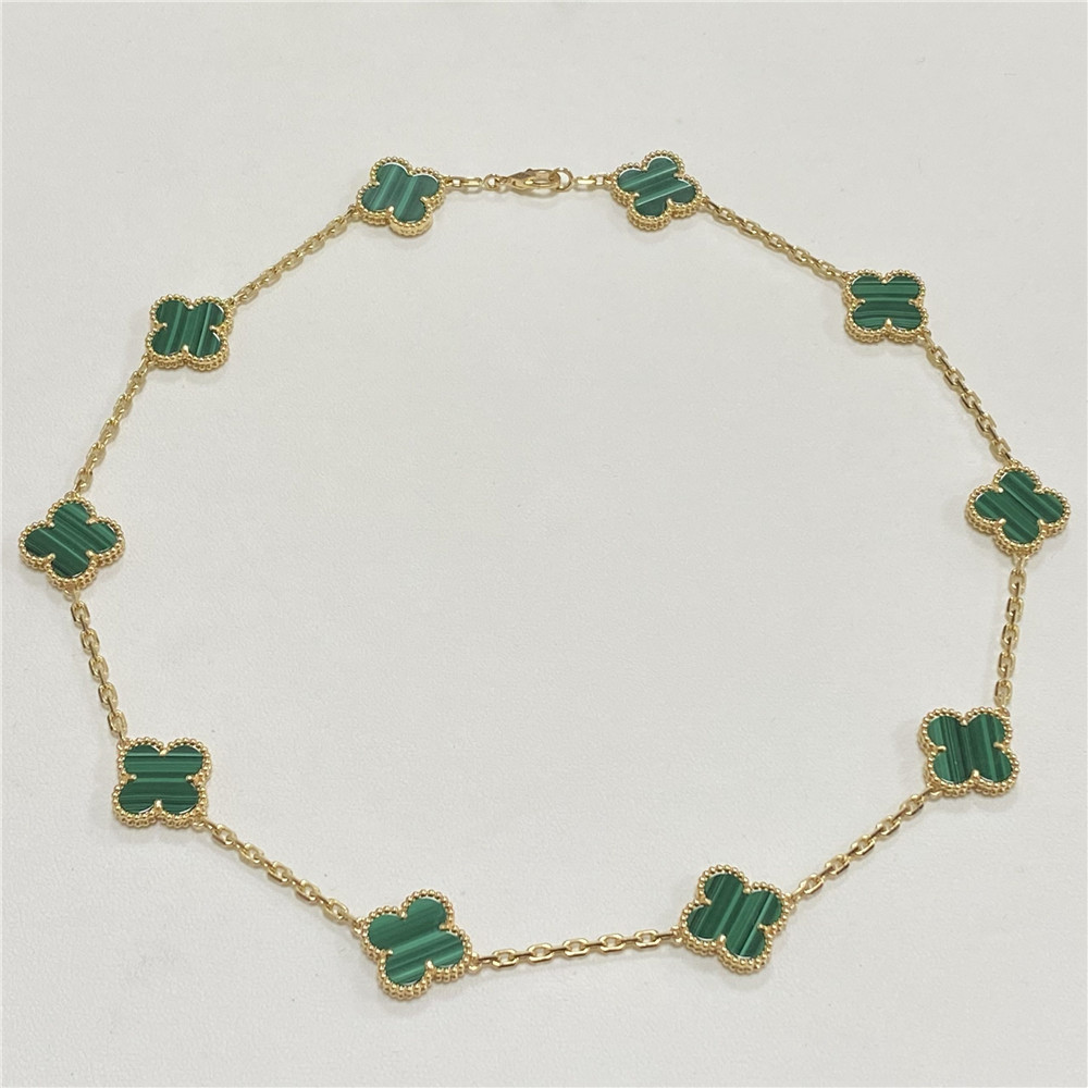 Van Cleef Arpels Green Vintage Necklace Malachite 10 Motifs