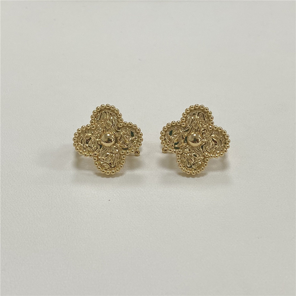 VAN CLEEF ARPELS VCA Hammered Rose Gold Vintage Alhambra Earrings