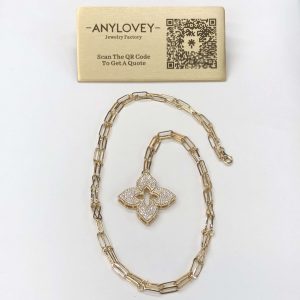 18K Yellow Gold Roberto Coin Venetian Princess Pave Diamond Long Necklace