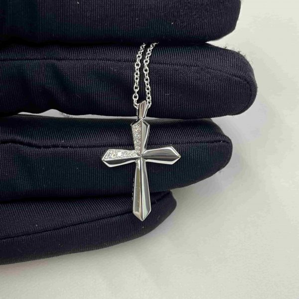 Graff Diamond Cross Pendant Necklace 18K White Gold