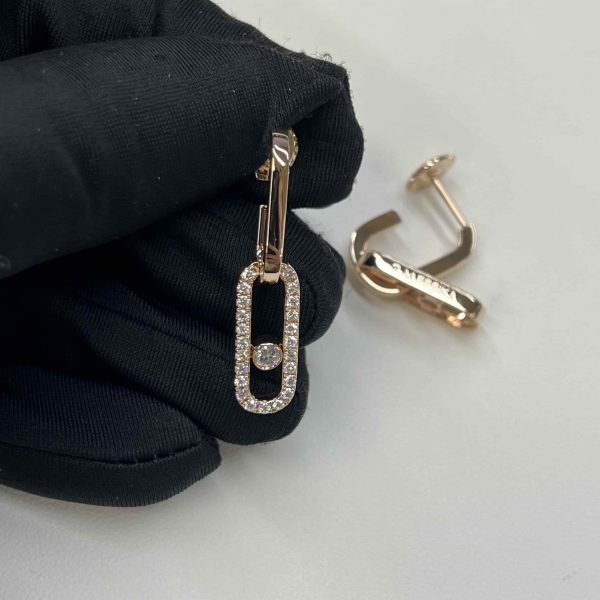 18K Yellow Gold Messika Move Link Diamond Earrings Replica Copy